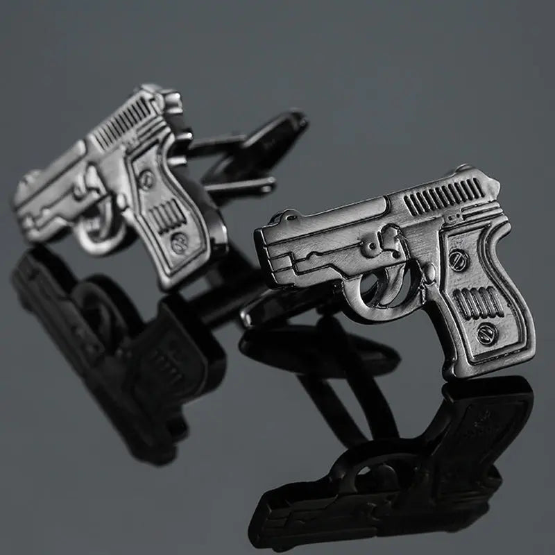 AS High quality playing card Cufflinks new fashion stock hammer dice pistol Cufflinks men's shirt badge pin birthday party gift