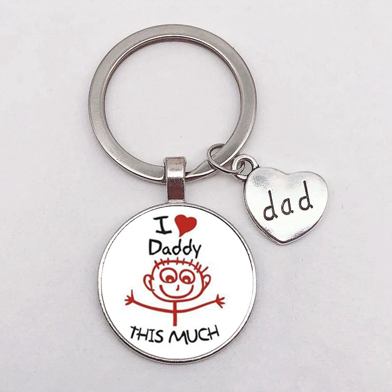 I Love Dad Keychain My Dad Is A Super Hero Pendant Glass Key Ring Father's Day Best Gift