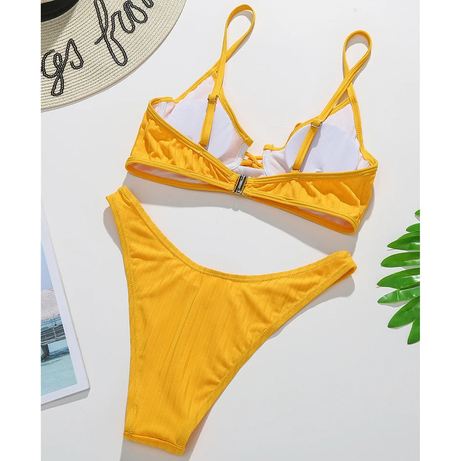 Push up Bikinis 2022 Mujer Swimsuit Women Female Swimwear Sexy Bikini Set 2 Piece Brazilian Thong Bathing Suit Summer Beach Wear
