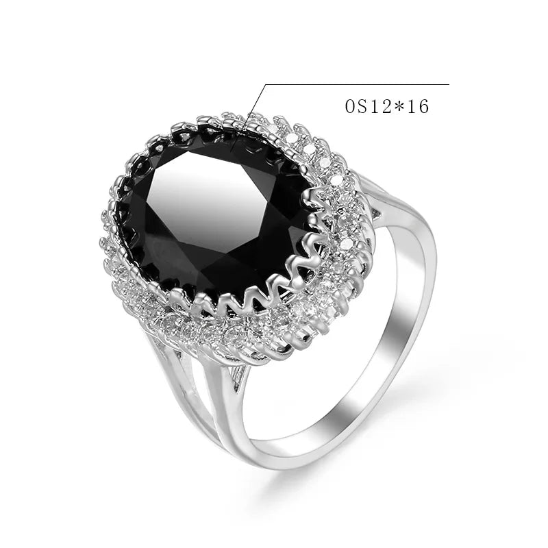 Vintage Female Wedding Ring 925 Sterling Silver Round Black Micro Pave Zircon Wedding Rings for Women Jewelry Anillos Mujer