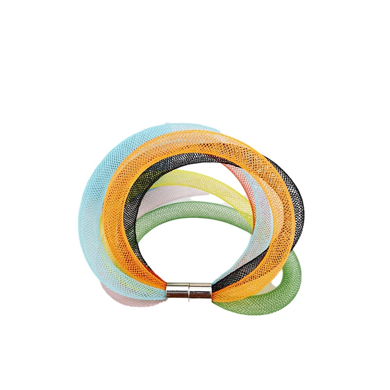 UKEBAY New Multicolor Mesh Bracelets For Women Rainbow Charm Bangles Boho Hand Chains Girl Birthday Gift Party Jewelry Bracelet
