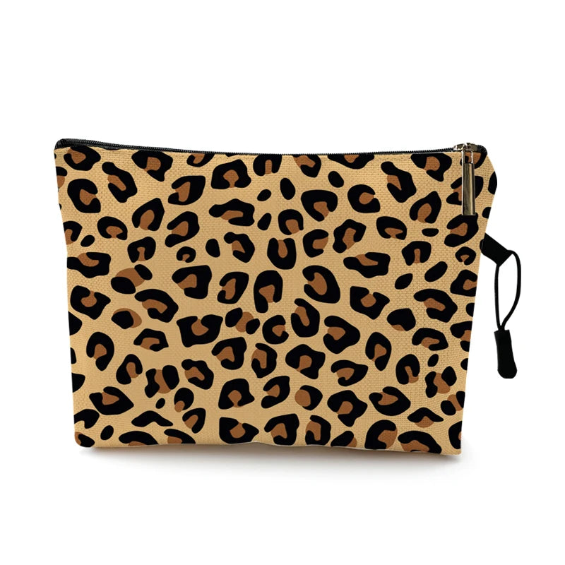 Cosmetic Bag Case Women Makeup Bag Fashion Leopard Print Zebra Striped Teenager Girls Ladies Cosmetics Make Up Pouches Organizer