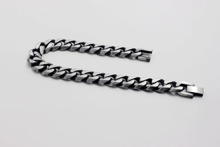 Black Bracelet Men's Accessories Cuban Hip Hop Bracelet Chain Fashion Stainless Steel Men's Chain Gift Vintage Bracelet Jewelry