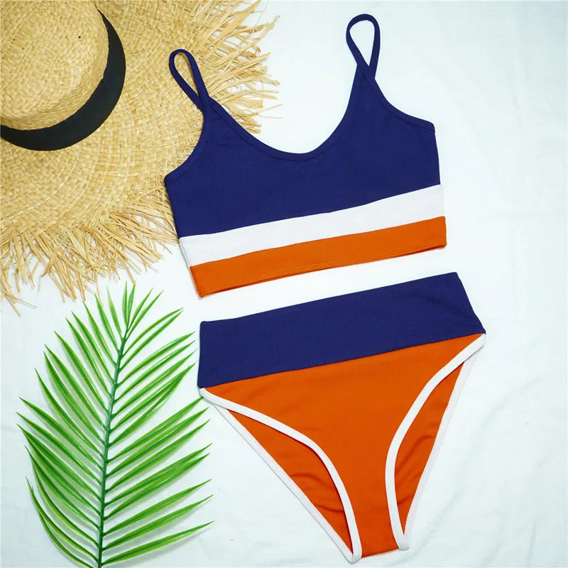 Push Up Swimsuit Female Patchwork Swimwear For Women Bathing Suit High Waist Bikini Set Sport Wear Swimming Suit Sexy Bikini