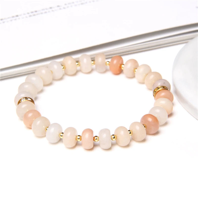 Fashion Natural white Howlite pink aventurine watermelon Tourmalin quartz stone beads bracelet for women lady Gifts Fashion
