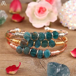 Natural Blue Kyanite Stone Open Bangle For Women High Quality Handmade Birthday Wedding Jewelry Gifts