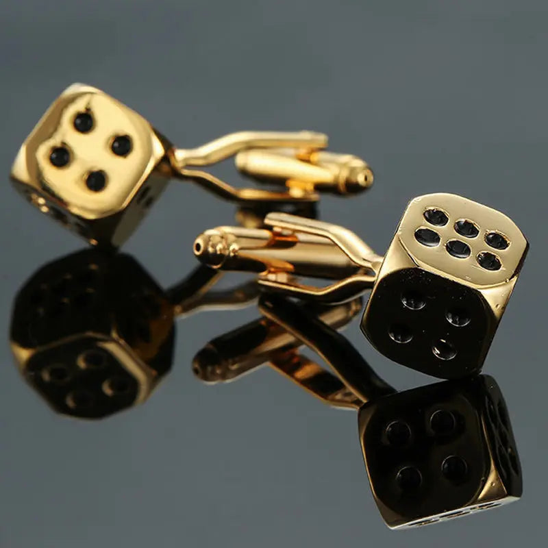 AS High quality playing card Cufflinks new fashion stock hammer dice pistol Cufflinks men's shirt badge pin birthday party gift