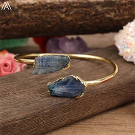 Natural Blue Kyanite Stone Open Bangle For Women High Quality Handmade Birthday Wedding Jewelry Gifts