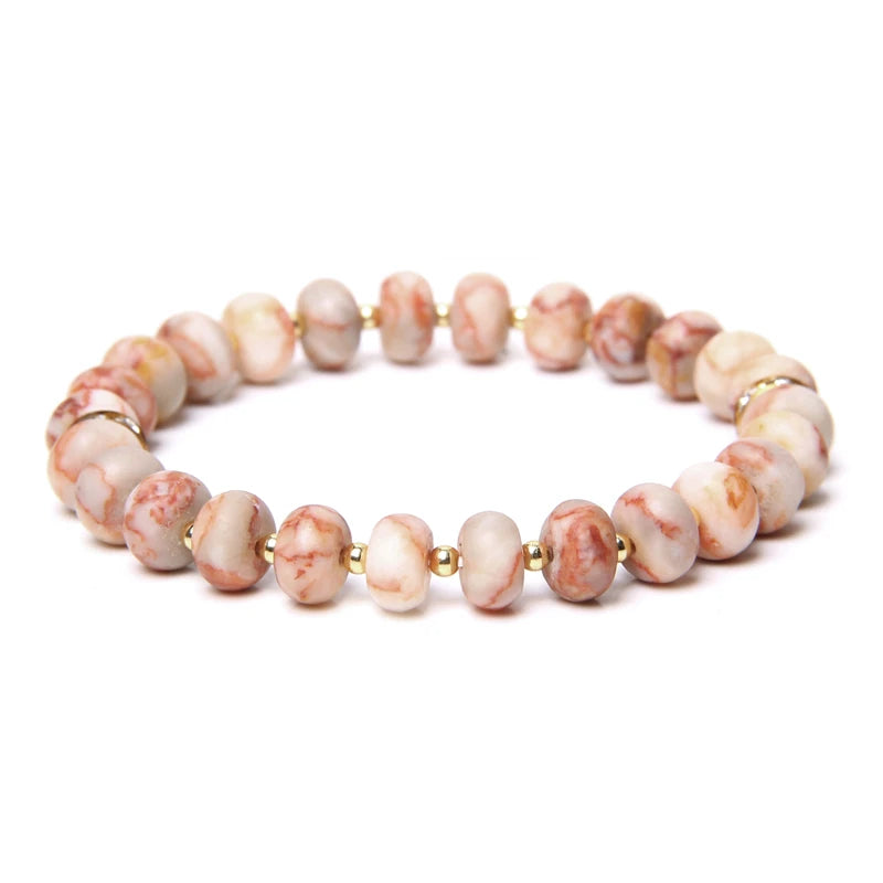Fashion Natural white Howlite pink aventurine watermelon Tourmalin quartz stone beads bracelet for women lady Gifts Fashion