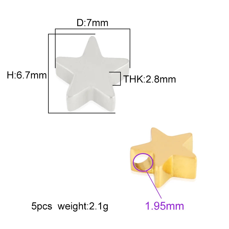 5pcs High Polished Stainless Steel Charms For Women Star Love Heart DIY Pendant Accessories Handmade Jewelry Making Wholesale
