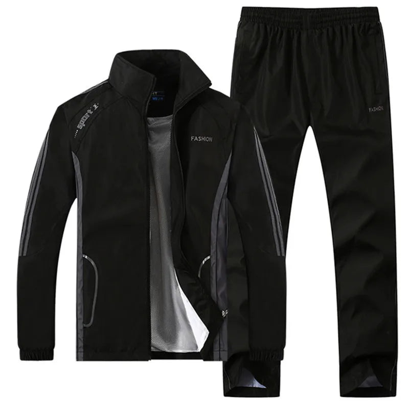 Men's Sportswear Set Spring Autumn Print Tracksuit Men 2 Piece Sets Jacket+Pant Sweatsuit Casual Sporting Outerwear Clothing