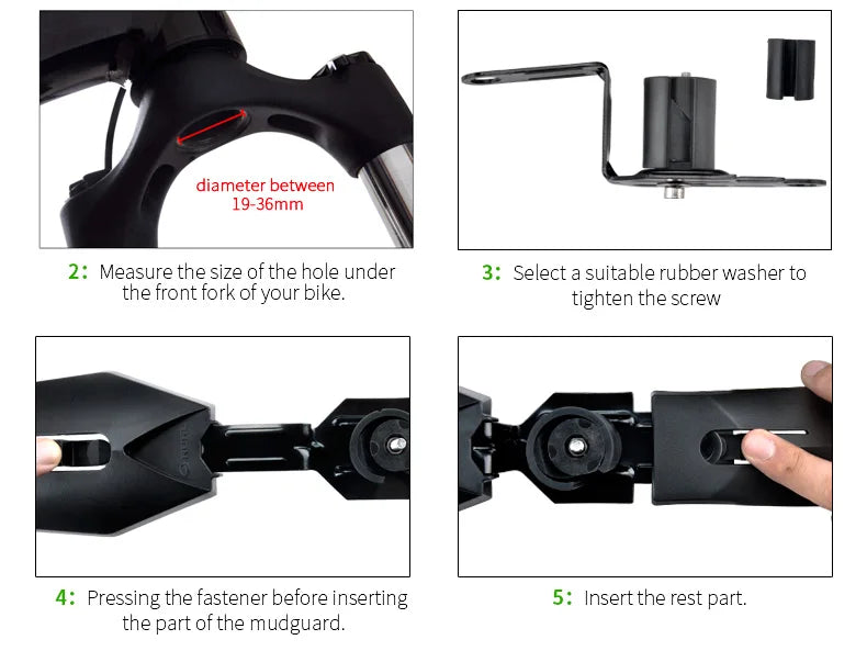 RBRL Bicycle Mudguard Set Mountain Bike Cycling Fender Adjustable MTB Widen Lengthen TPE Patent Quick Release E-Bike Protector