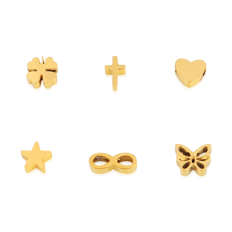 5pcs High Polished Stainless Steel Charms For Women Star Love Heart DIY Pendant Accessories Handmade Jewelry Making Wholesale