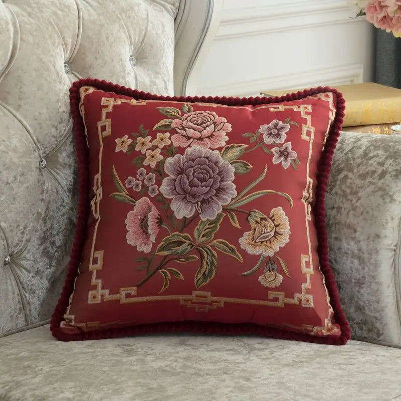 Set of 2 Luxury Cushion Cover 45x45  Floral Design European Style Decorative Throw Pillow Case For Car Sofa Seat Living Room