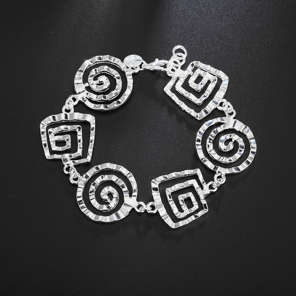 Factory direct fashion 925 Sterling Silver Bracelet for woman Retro round pattern chain trend jewelry Wedding party lady gift