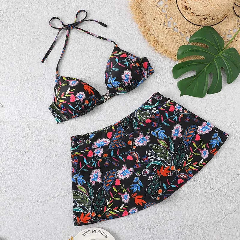 Sexy Bikinis Women Swimwear 2025 New Swimsuit Push Up Beachwear Female Swimming Bathing Suits With Skirt Bikini Set Pool Summer
