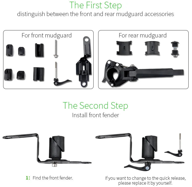 RBRL Bicycle Mudguard Set Mountain Bike Cycling Fender Adjustable MTB Widen Lengthen TPE Patent Quick Release E-Bike Protector