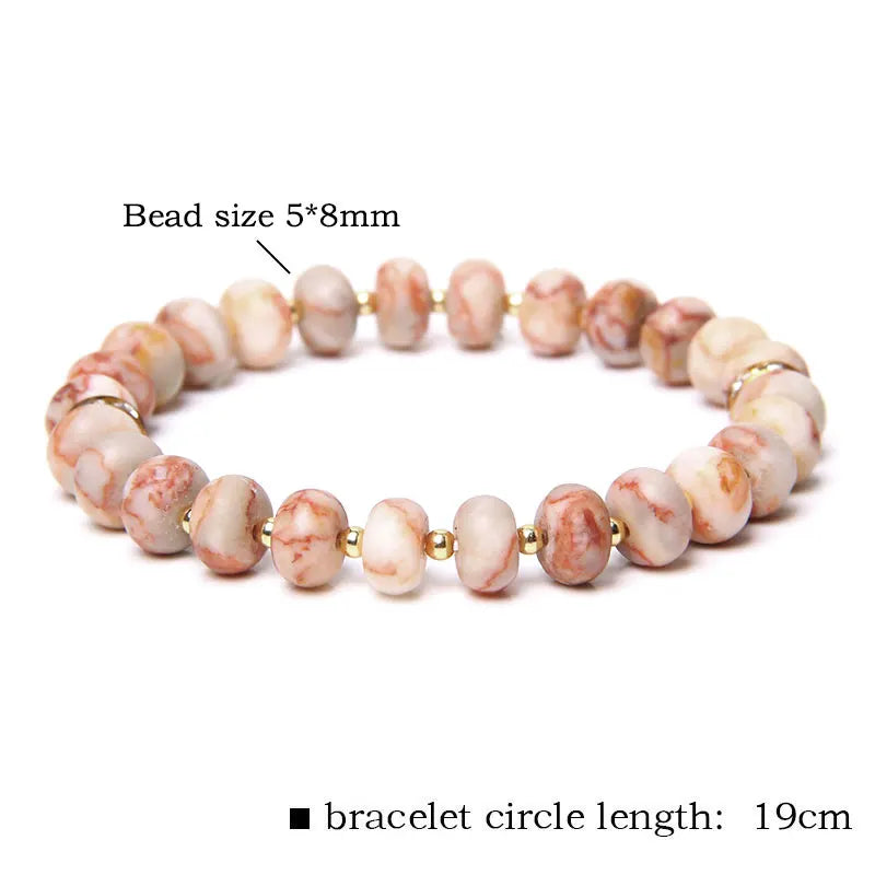 Fashion Natural white Howlite pink aventurine watermelon Tourmalin quartz stone beads bracelet for women lady Gifts Fashion