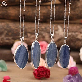 Natural Blue Kyanite Stone Open Bangle For Women High Quality Handmade Birthday Wedding Jewelry Gifts