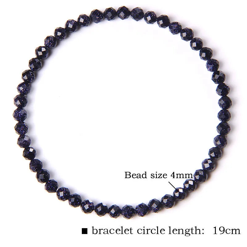 4MM Natural Stone Tourmaline Bracelets For Women Men Crystal Faceted Beaded Bracelet Healing Reiki Handmade Exquisite Jewelry
