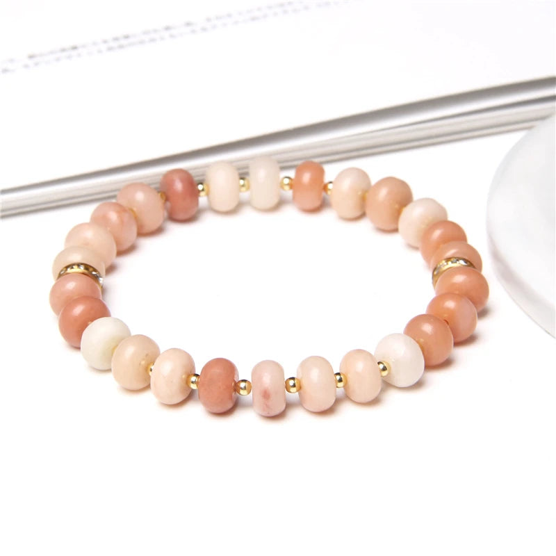 Fashion Natural white Howlite pink aventurine watermelon Tourmalin quartz stone beads bracelet for women lady Gifts Fashion