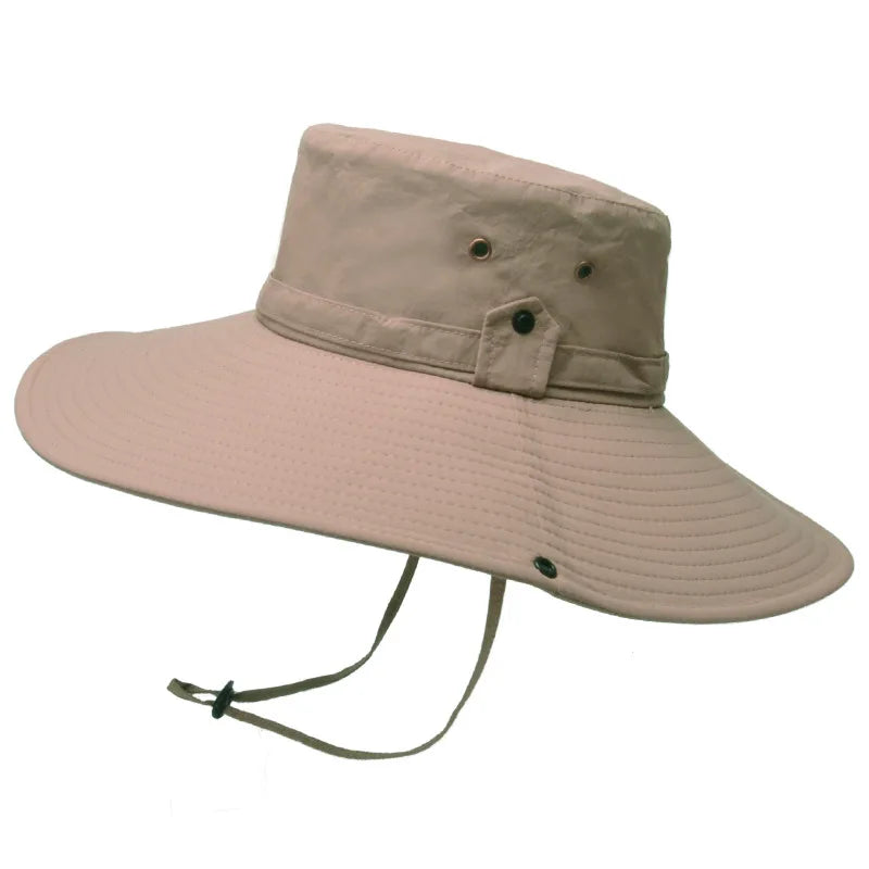 K194 Four Seasons Men's Panama Bucket Basin Sun Hat Sun Protection Hat Big Brim Fashion Outdoor