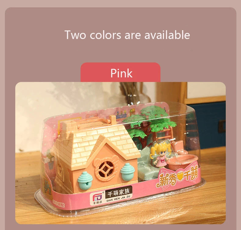 DollHouse Miniature Furniture DIY Doll House With Mini Doll Green Tree Forest Villa Home For Girl Christmas Gift ChildernToys