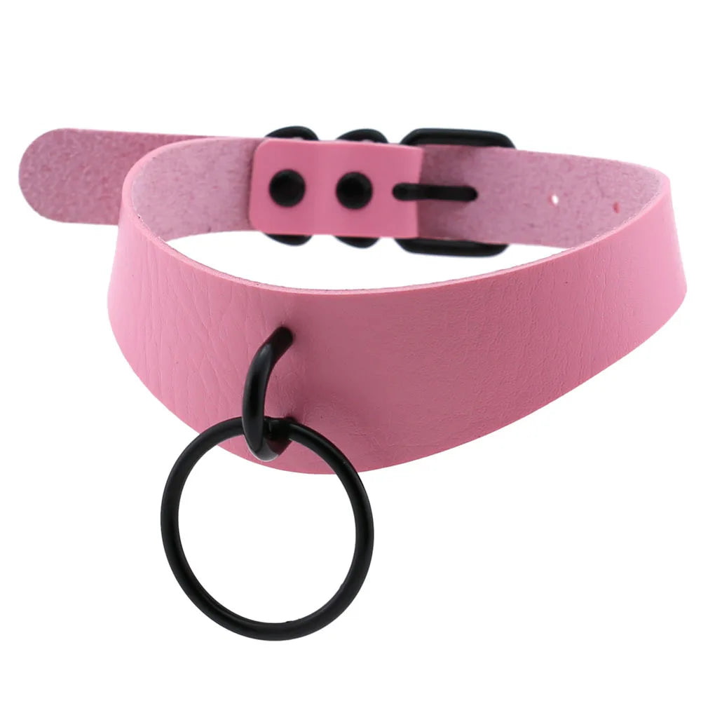 Goth Pink Leather Necklaces Women Punk Black Rivet Spike Collar Chain Neck Strap Gothic Holloween Girls Choker Y2K Body Jewelry