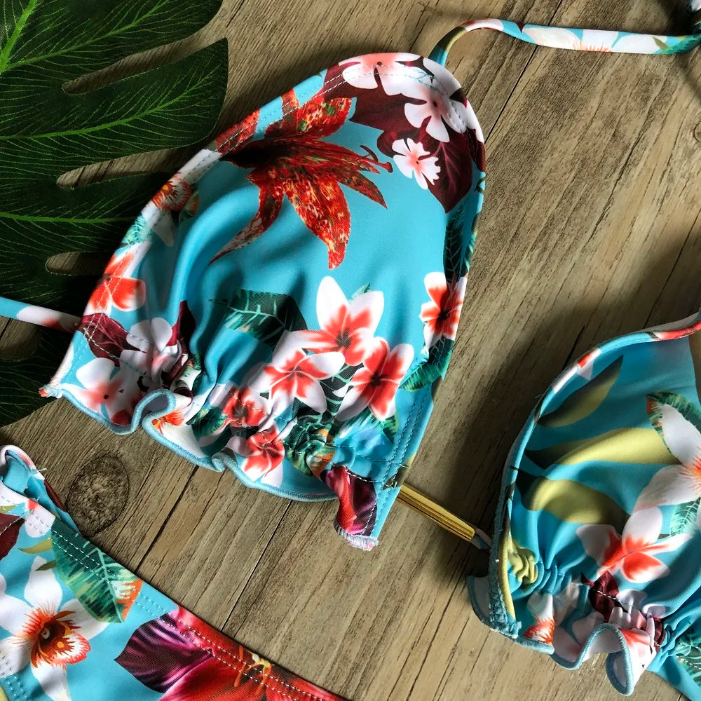 Sexy Bikinis 2019 Swimwear Women Swimsuit Bandage Halter Beach Wear Push Up Bathing suits Female Brazilian Bikini Set