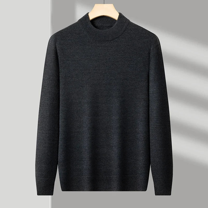 Half Turtleneck Knitwear Sweater New Autumn/Winter Mock Neck Sweatshirts Solid Color Pullovers Man Brand Casual Mens Clothing