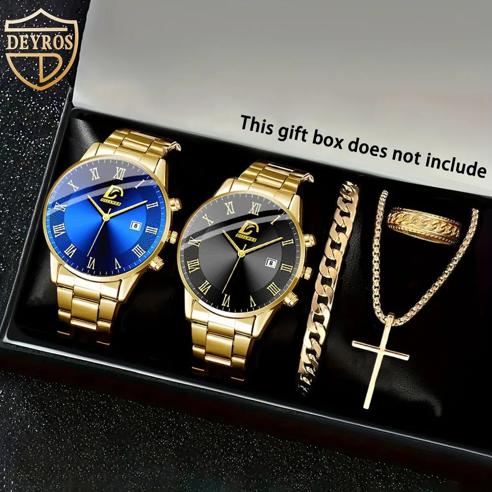 5 Pcs/set of Casual Fashion Quartz Watch Set, Two Watches, Three Pieces of Wear Jewelry, Wear Comfortable, Fashion Accessories