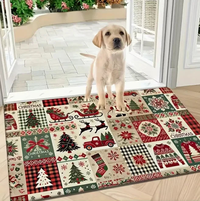 1pc Merry Christmas Area Mat Suitable for Living Room Bedroom Kitchen Christmas Gift Room Mat Christmas Retro Home Decoration