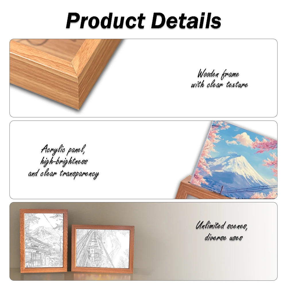 Beautiful city, Japan, Mount Fuji light picture frame, Led night light, wall light, home decoration, Christmas gift, moon light