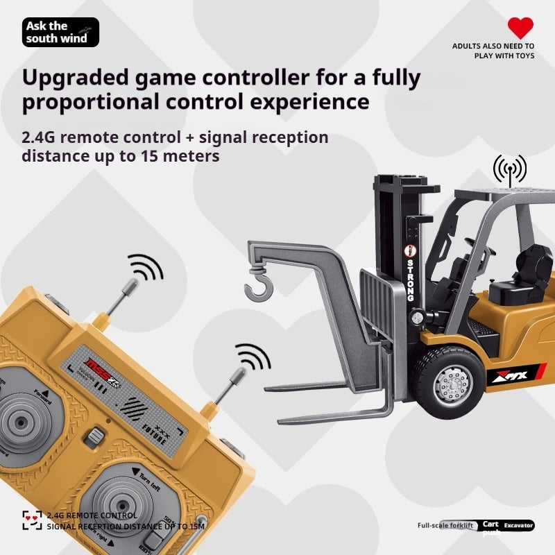 1/64 RC Car Alloy Mini RC Forklift Engineering Vehicle 2.4G Full Scale Mobile Phone RC Excavator Dumper Christmas Gift In stock