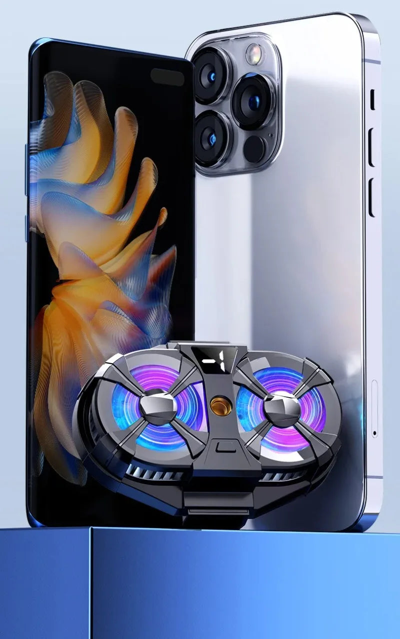 New Dual Fan Large Wind Mute Mobile Phone Cooling Fan Cooler Fast Cooling Live Gaming Handle Cooler Mobile Phone Fan Radiator