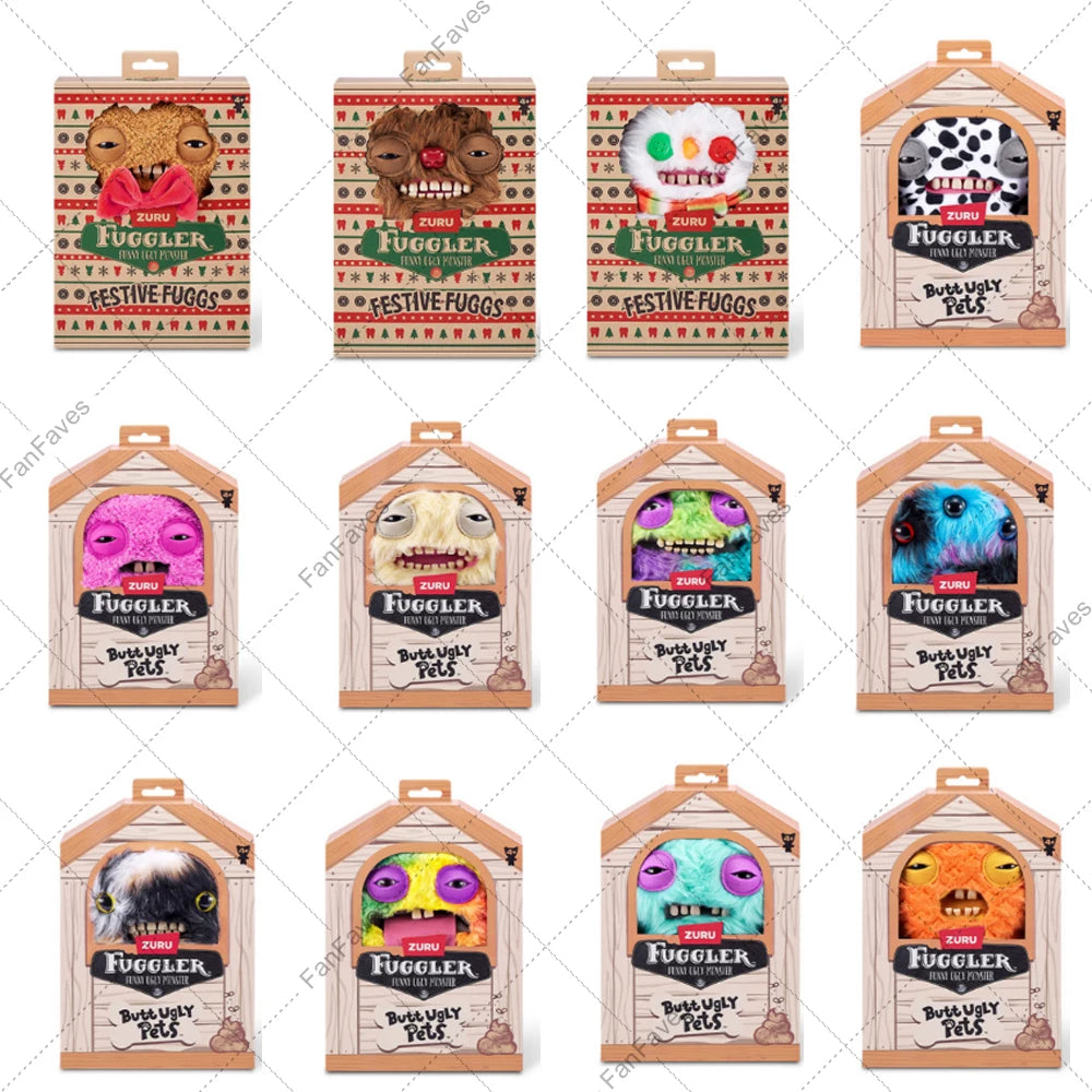 Butt Pet Ugly Fuggler Monster Series Original Plushies Rabbit Puppy Cat Dog Doll Reindeer Gingerbread Man Toy for Christmas Gift