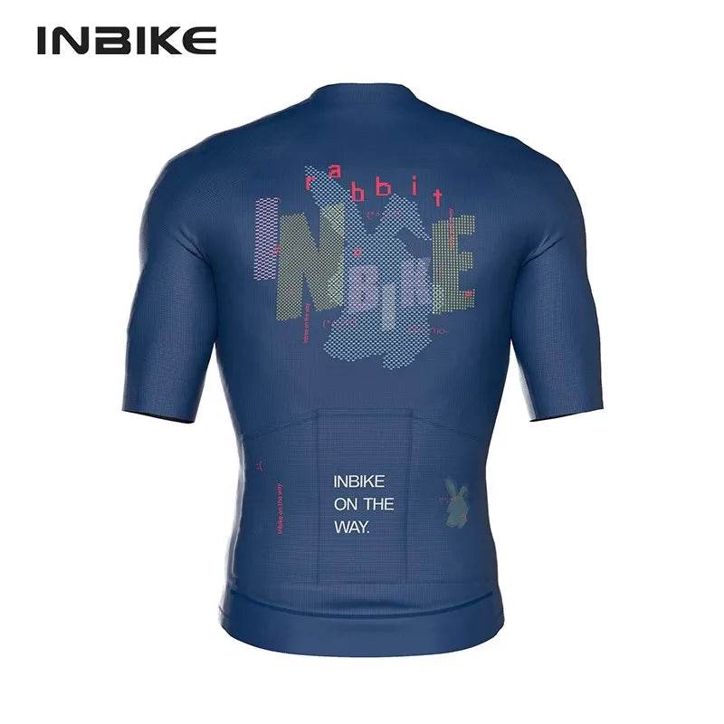 INBIKE Summer Men's Cycling Short Sleeve Bicycle Jersey Quick-Dry Road Bike Riding Shirt Man MTB Cycling Clothing with Pockets