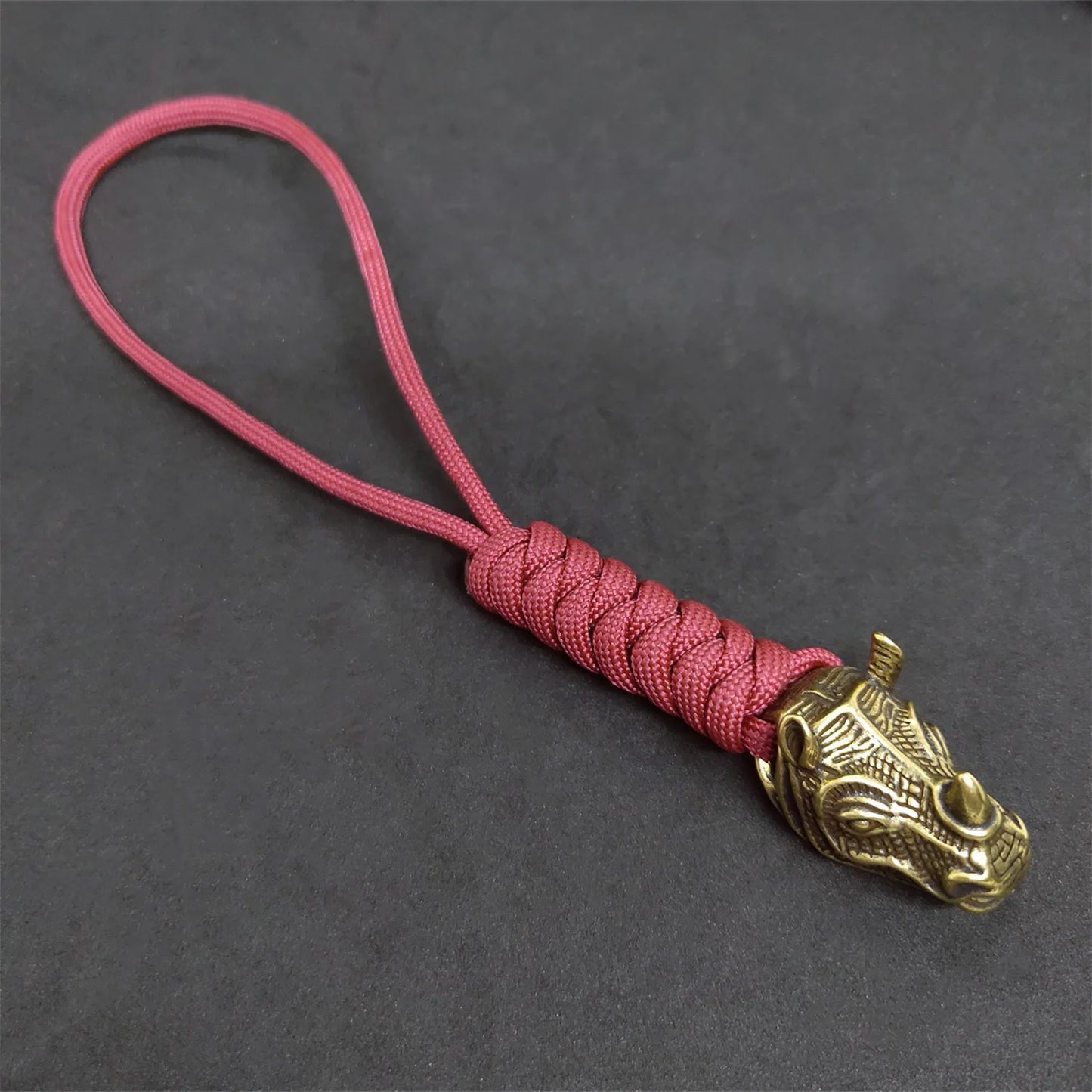 Rhino Avatar Retro Brass Ornaments Men's and Women's Key Ring Gifts Bag Knife Rope Pendant Crafts Accessories Handmade Keychain