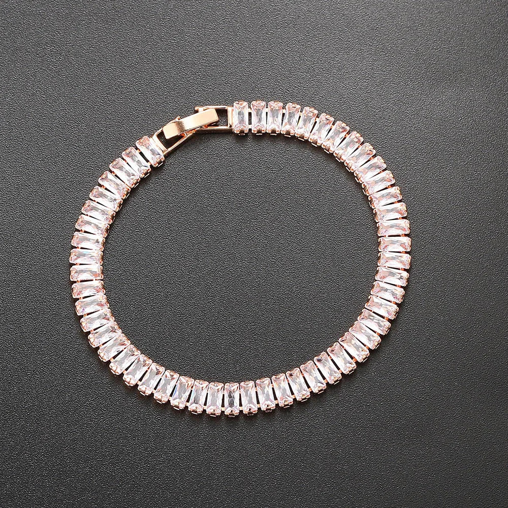 Rainbow Crystal Tennis Zircon Bracelets for Women Men Trendy Unisex Accessories Squares CZ Chain on Hand Classic Jewelry H167