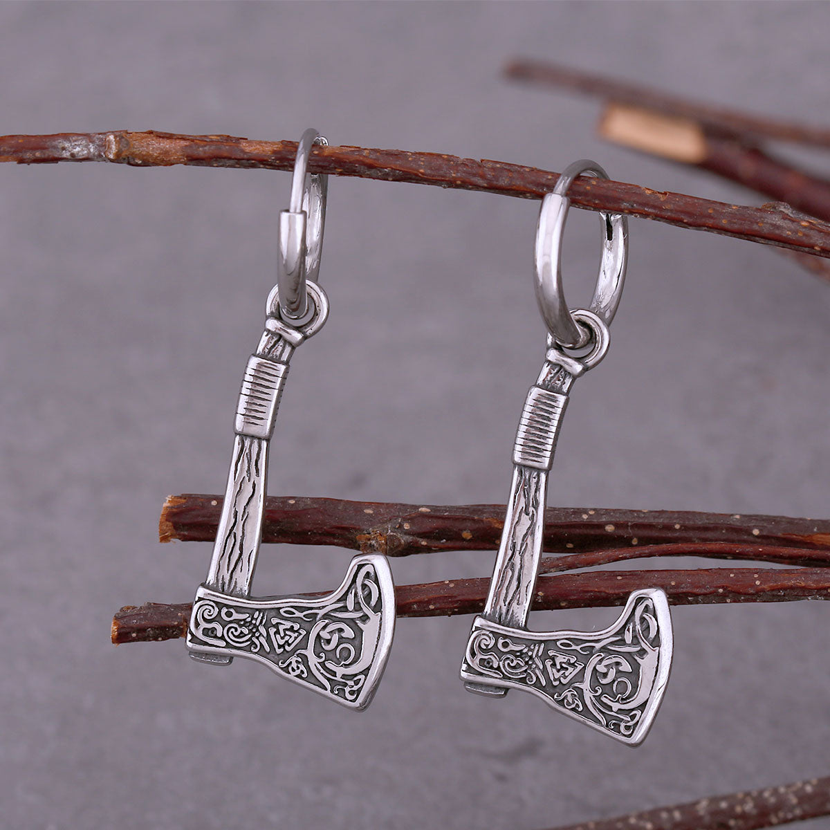 Fashion Viking Valknut Rune Axe Stainless Steel Men Drop Earrings Amulet Hip-hop Rock Biker Teenage Earrings Jewelry Accessories