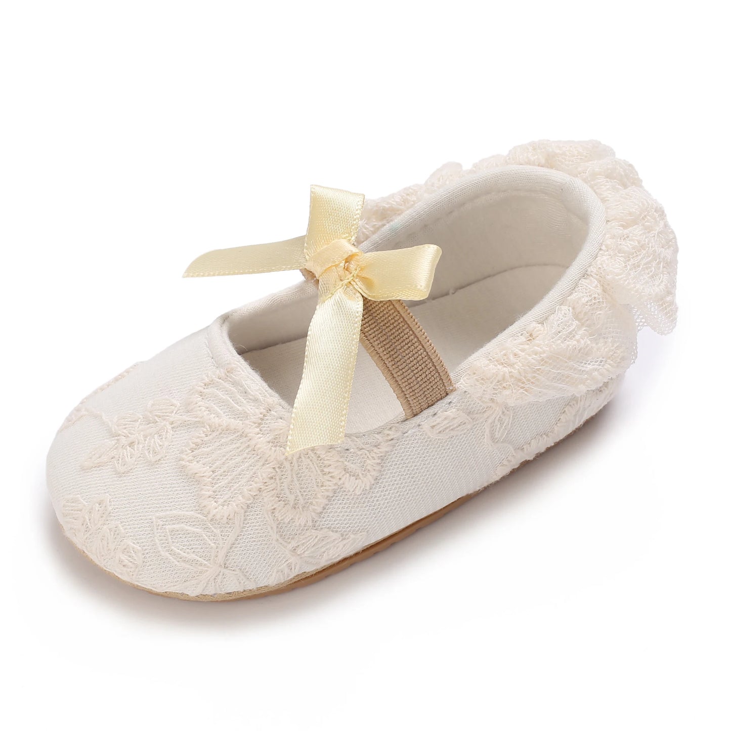 Cute Lace Baby Princess Shoes for Spring And Autumn 0-18M Infant Girls Anti-Slip Rubber Sole Bow Detail Anti-Slip Footwear