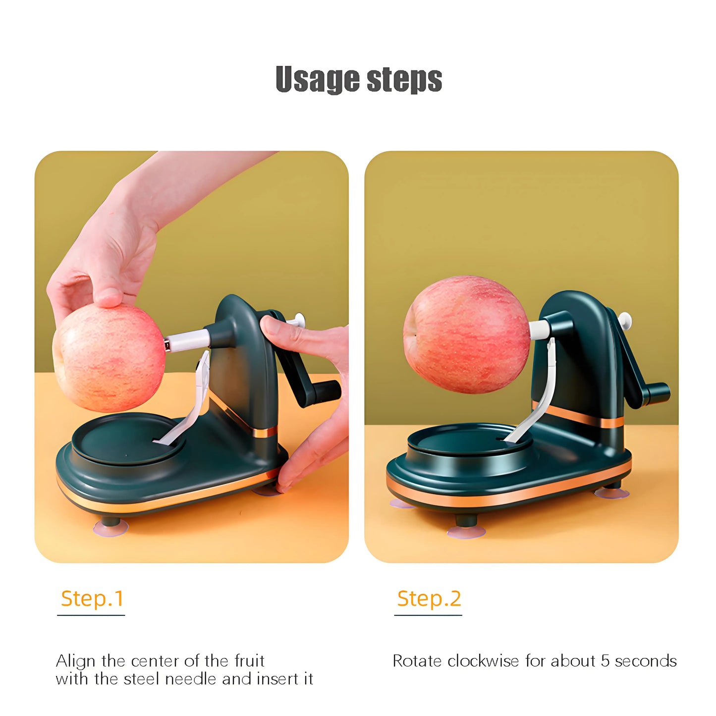 Manual Hand Crank Fruit Peeler with Suction Cup Labor-Saving Kitchen Tool for Safe Peeling