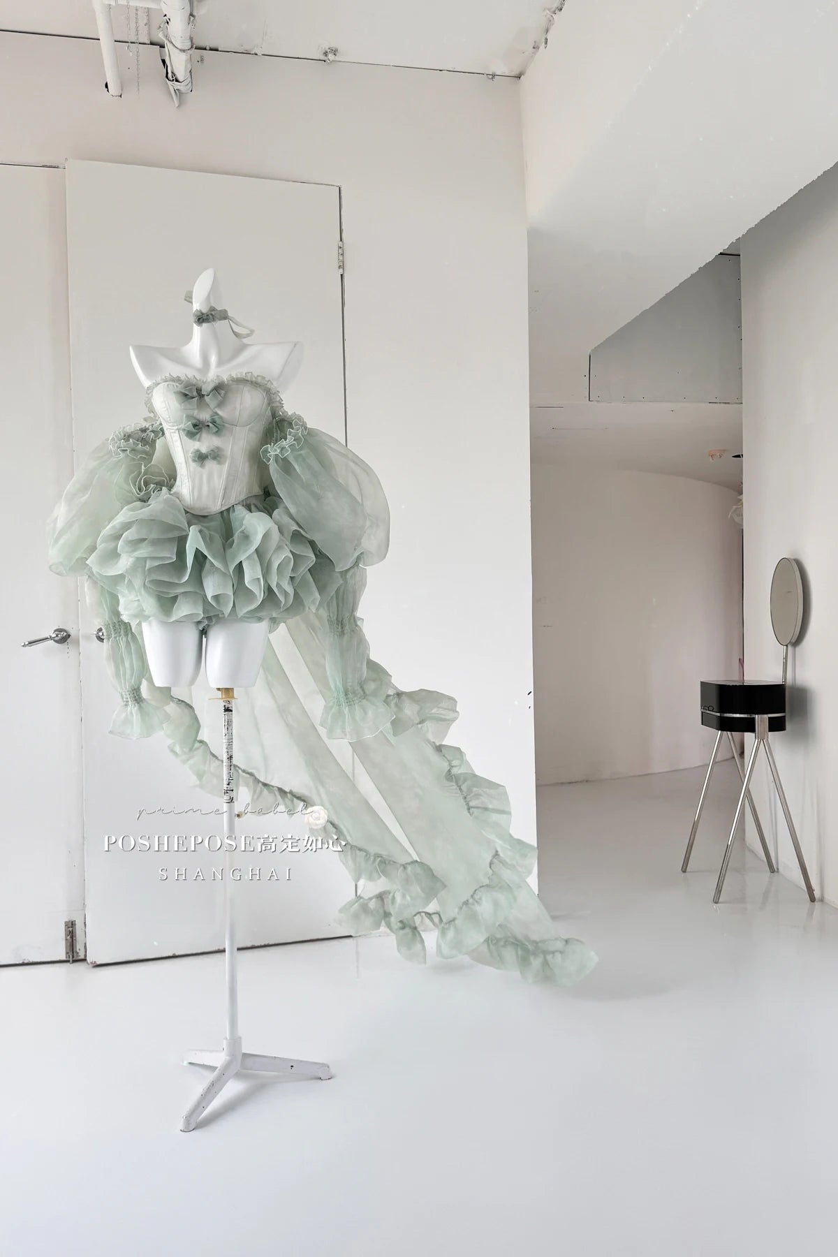 High Street Women's Mint Green Strapless Bowknot Sweet Fairy Organza Dress 2024 New Elegant Big Bow Trailing Party Wedding Dress