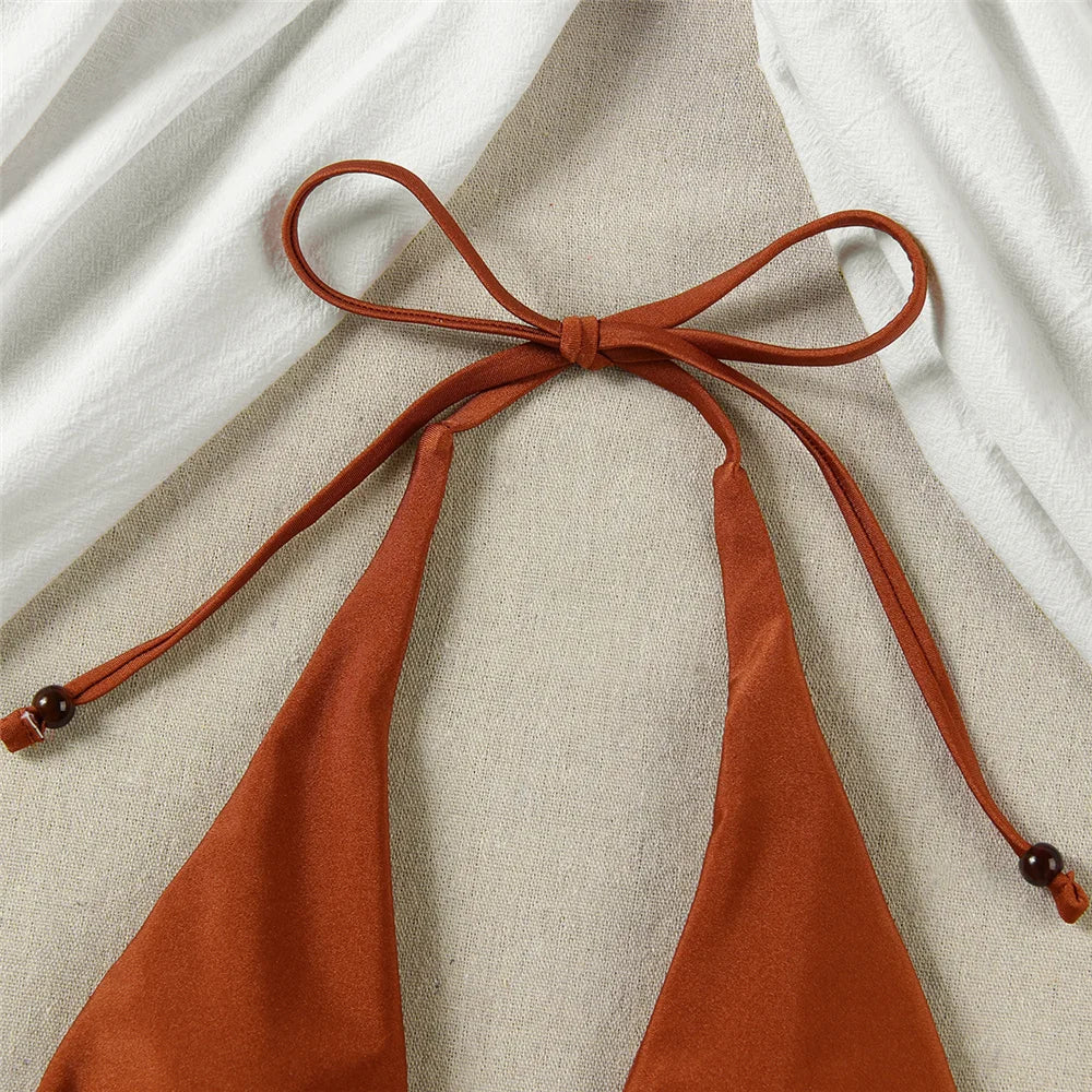 Two-Pieces Swimsuit Women Swimwear 2025 Push-Up Bikinis Halter Bikini Set Bathing Suit Summer Beachwear Sexy Biquini Female