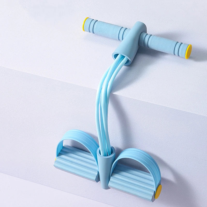 4-Tube Yoga Pedal Puller Woman Resistance Bands Abdomen Waist Arm Training Elastic Pull Rope Fitness Equipment Portable Sports