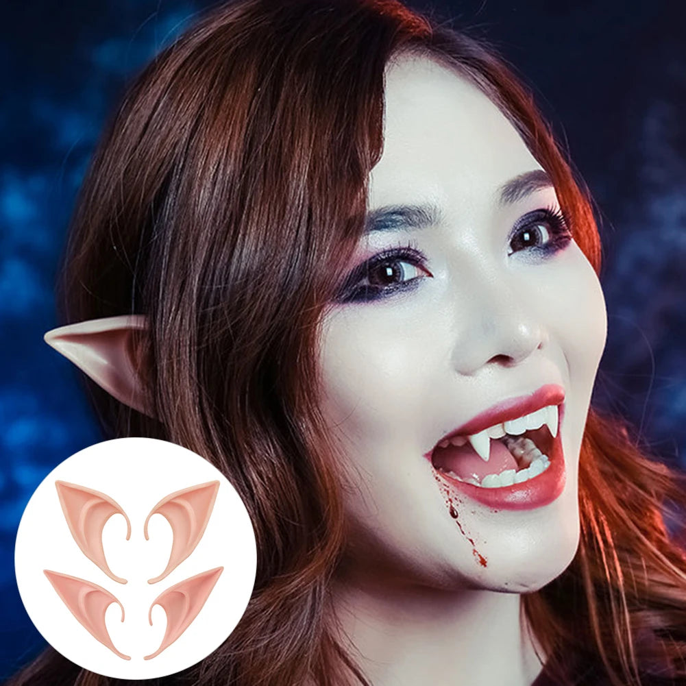 10-1Pair Halloween Angel Elf Ears Fairy Cosplay Latex Ears Halloween Decoration Monster Ears Vampire Cosplay Costume Accessories