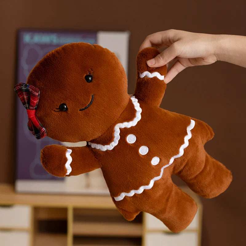 New Christmas Gingerbread Man Plush Toy Gingerbread House Key Bag Pendant Pillow Boys Girls Soft Toys Christmas Gift Party decor