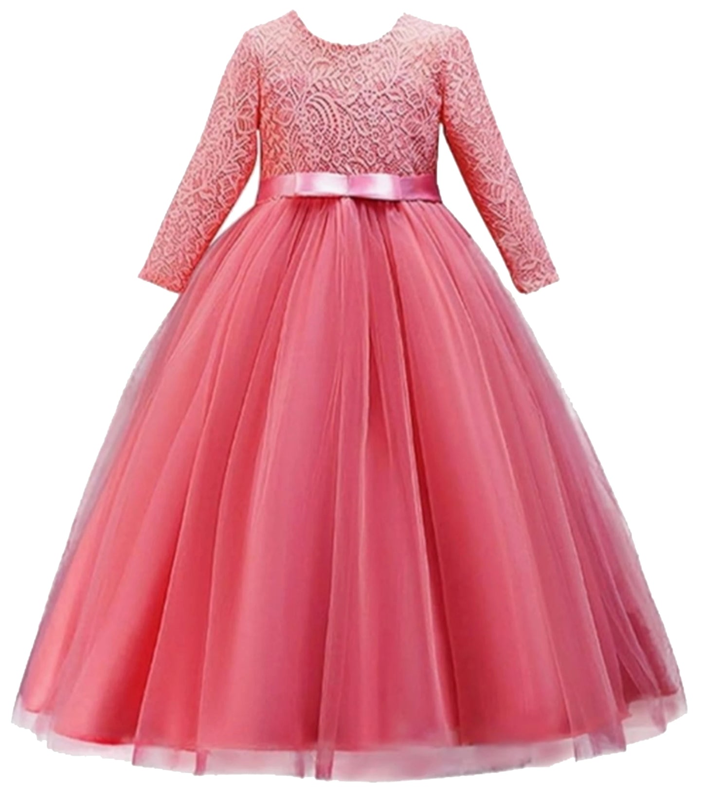 Little Big Girls Spring 3/4 Sleeves Lace Flower Girl Birthday Party Holiday Long Dress KLS1660