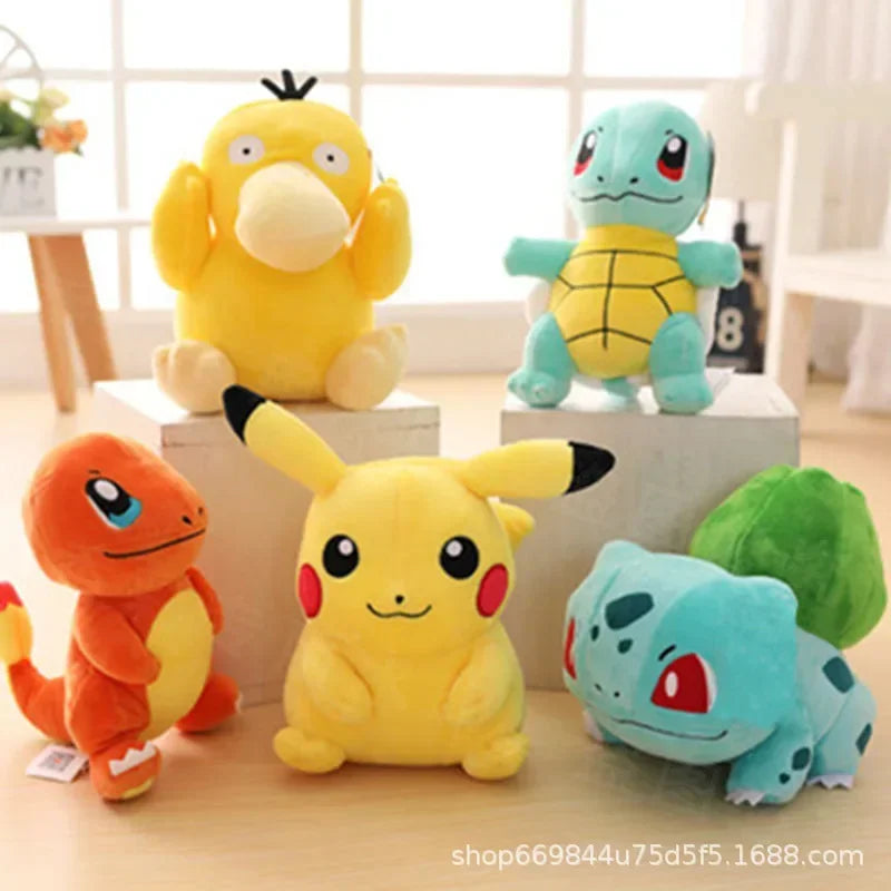 2025 20cm Pokemon Stuffed Plush Toys Kawaii Pikachu Raichu Jenny Turtle Anime Doll Kids Birthday Christmas Gift