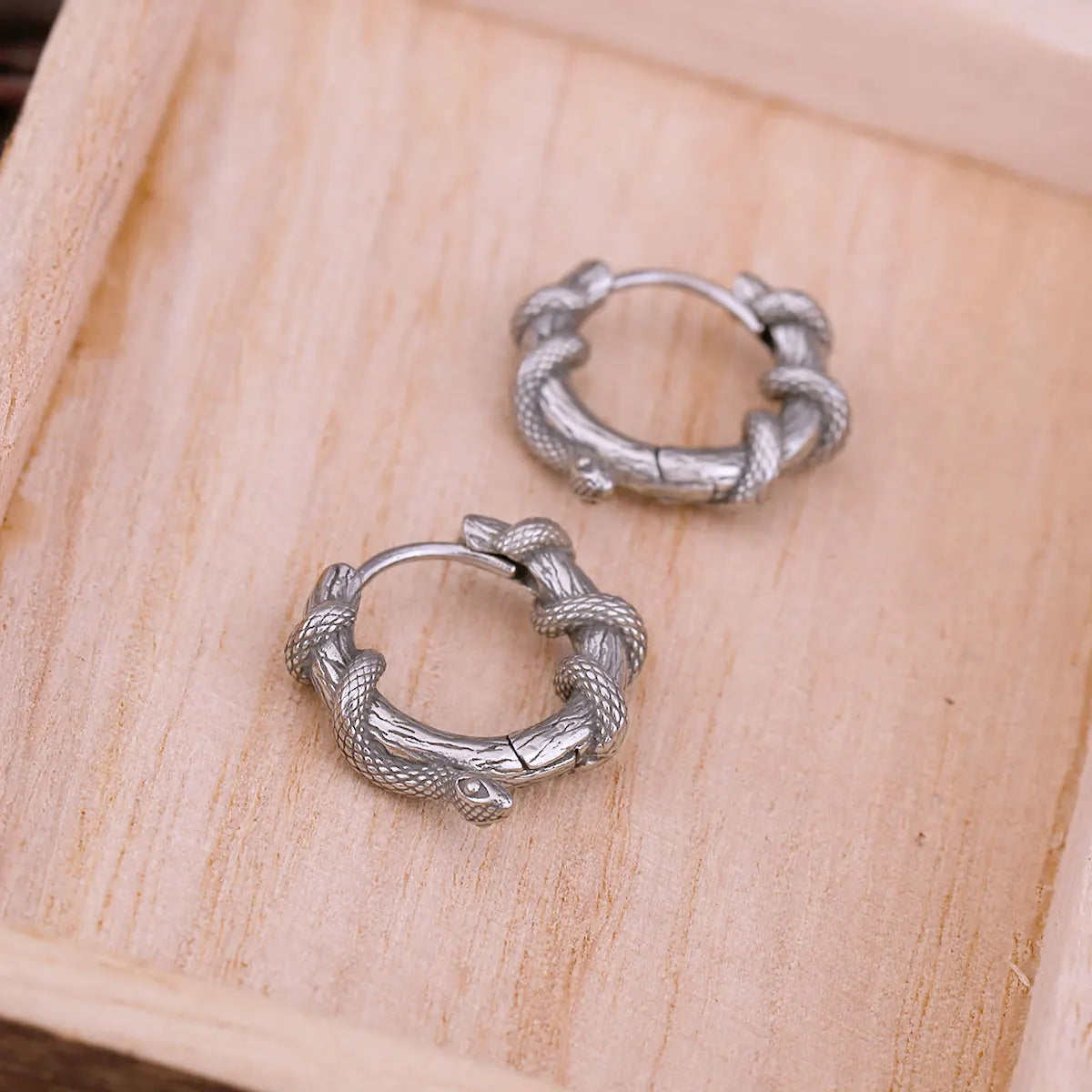 Original Design Winding Small Snake Earrings Viking High-quality Stainless Steel Earrings Accessories Jewelry for Men and Women